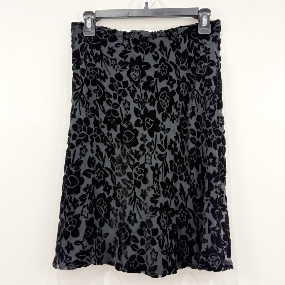 VTG 90s Eddie Bauer Velvet Burnout Skirt 6 Silk Whimsigoth Witchy Fairy Grunge